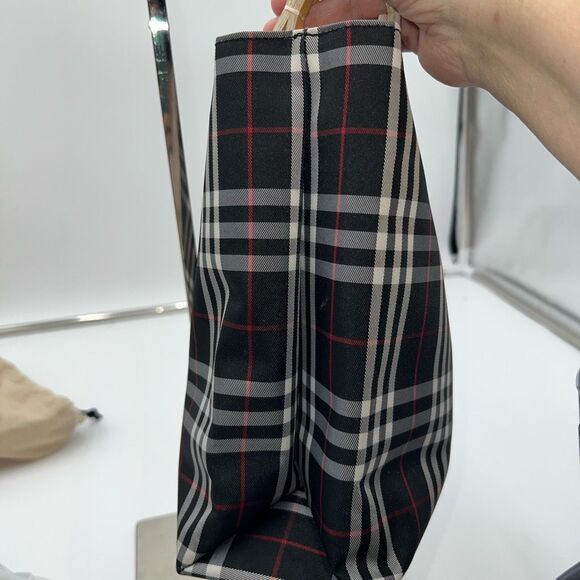 BURBERRY Nova Check Hand Bag Nylon Black Small Tote with Dust Bag - Picture 3 of 12